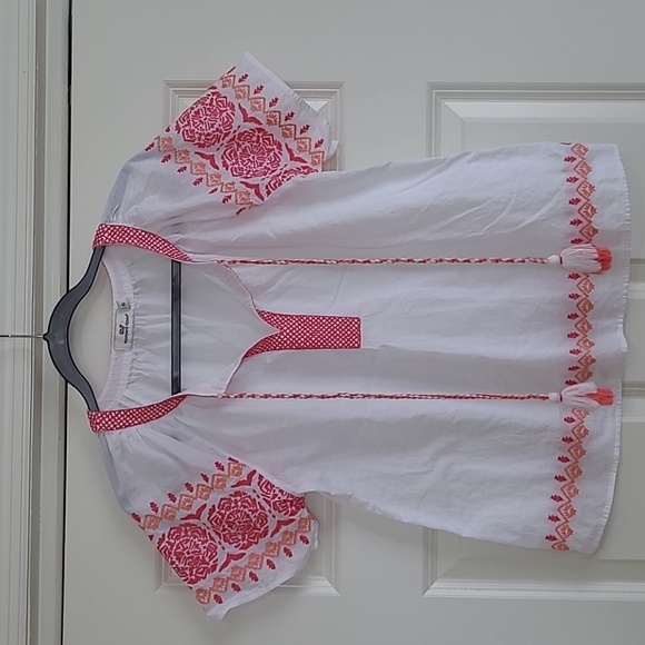 Vineyard Vines White, Pink, and Orange Medallion Embroidered Top - Size XS - Picture 1 of 10